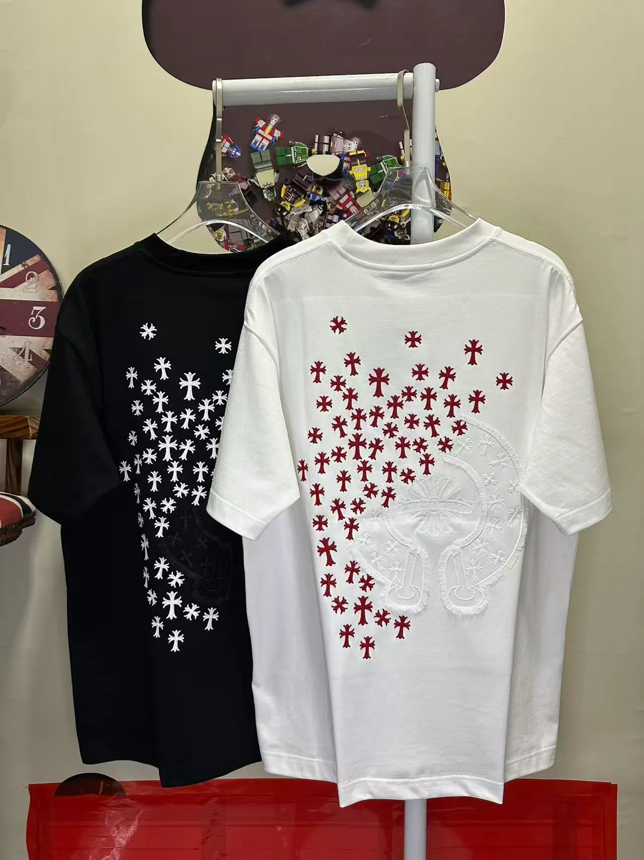 L 26986# Come Hearts T Quality 。 ， ， Retro ， 。 ： 🪡 + 🪡 ：Black White SIZE：S-XXL